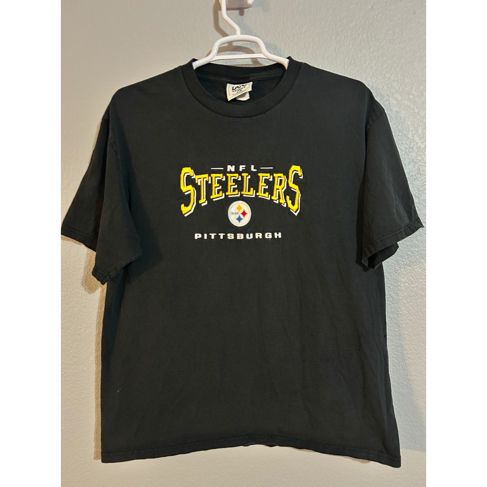 Vintage Lee Sport Pittsburgh Steelers NFL T-Shirt Black Embroidered XL Nutmeg